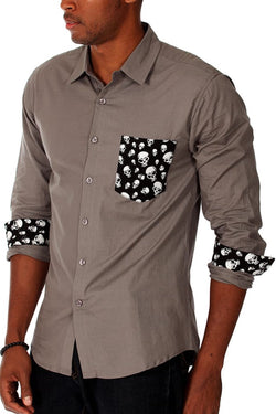 00 Nothing Grey Skullball Button-Up thumbnail 1