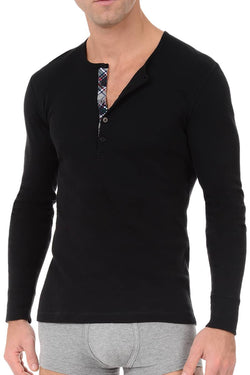 2(X)IST Black Tartan Long Sleeve Henley thumbnail 1