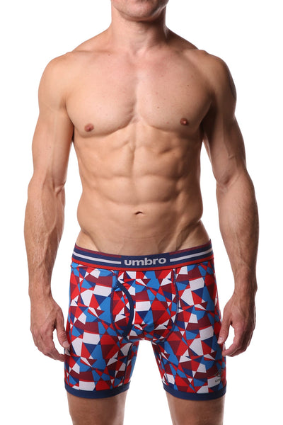 Umbro Red/White/Blue Geometric Shapes Performance Boxer Brief