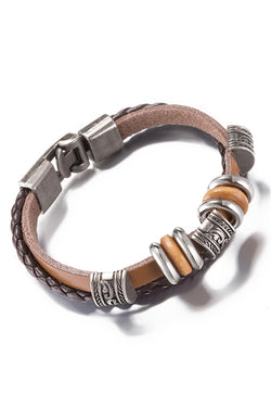 Brown Leather Weaving Rope Chain Bracelet thumbnail 2