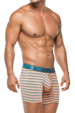 XTREMEN Orange/Blue Stripe Microfiber Classic Boxer Brief thumbnail 2