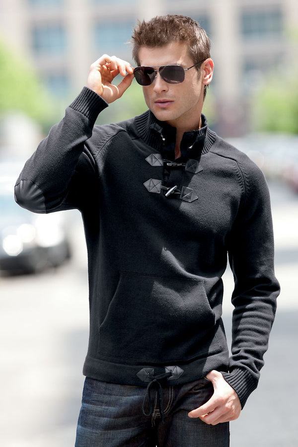 Men America Black Toggle Sweater