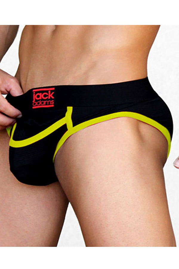 Jack Adams Black & Yellow Army Fly Jock-Brief