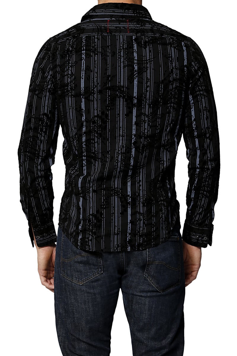 VintageRed Black Flourish Stripe Shirt