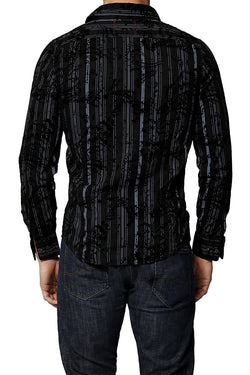 VintageRed Black Flourish Stripe Shirt thumbnail 2