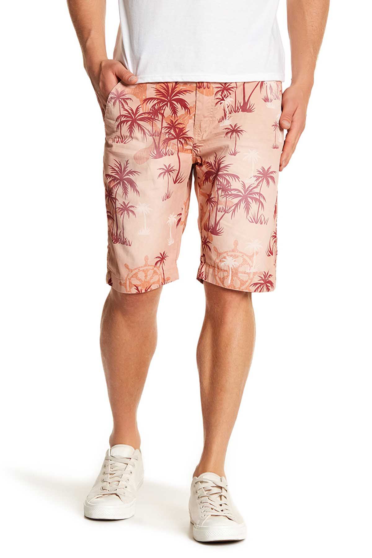Pop Icon Orange Palms Floral Flat Front Short
