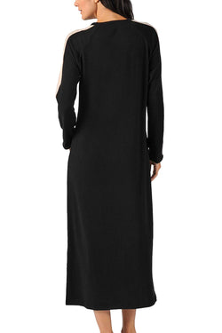 naked Black/Beige Weekend Fleece Maxi Sleep-Dress thumbnail 3