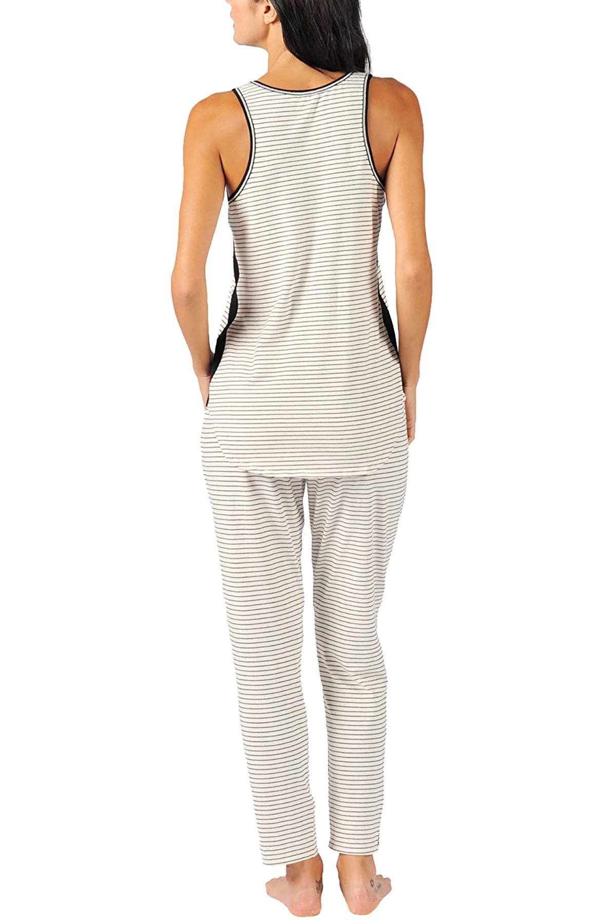 naked Black/Ivory Striped Tank & Pant Lounge Set