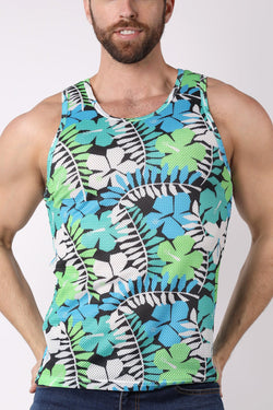 timoteo Black Pool Party Mesh Printed Tank Top thumbnail 1
