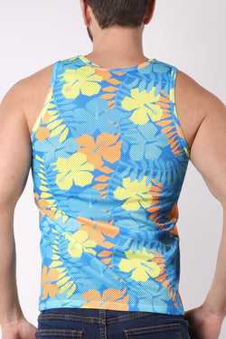 timoteo Blue Pool Party Mesh Printed Tank Top thumbnail 2