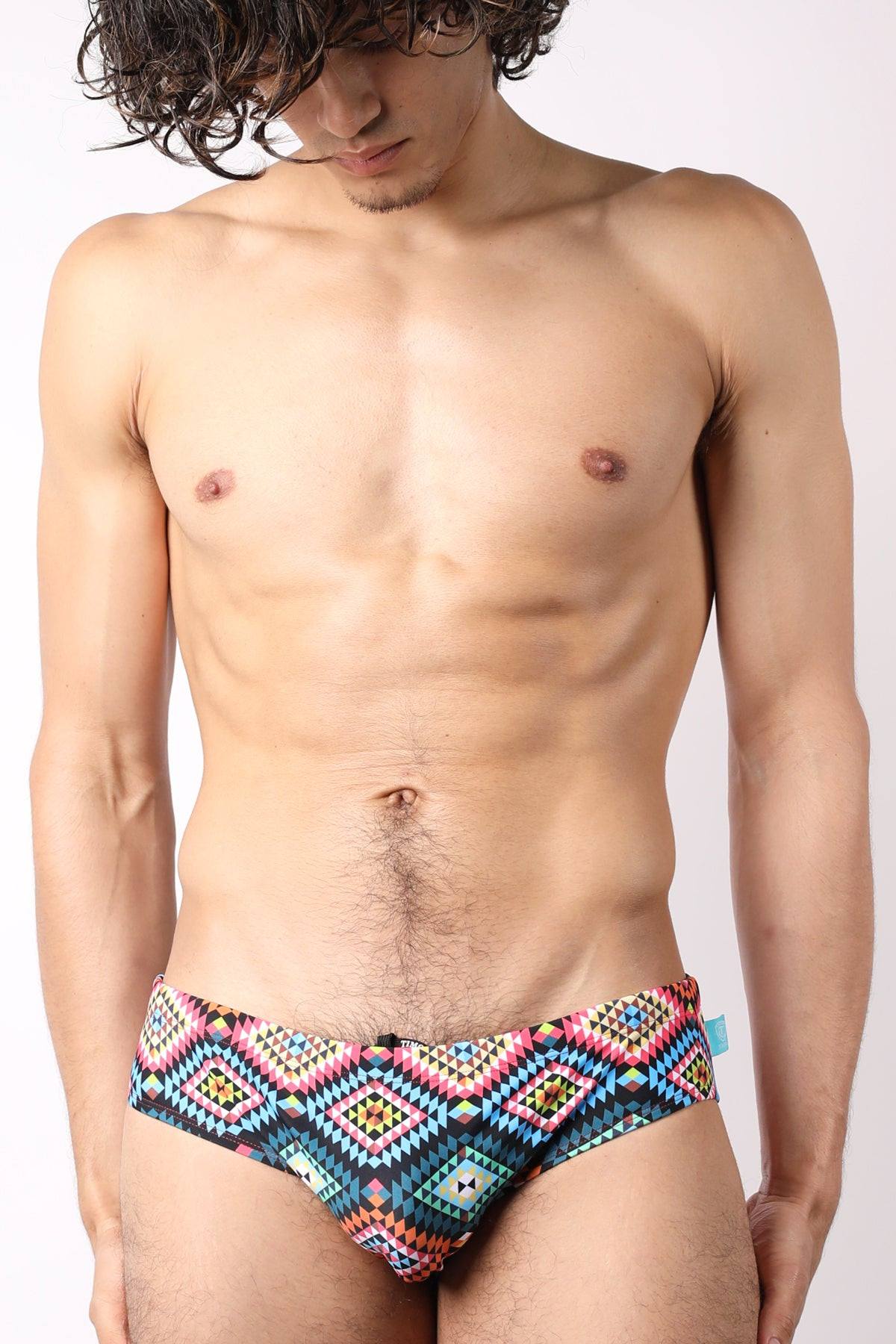 timoteo Geometric Lakeshore Low Rise Swim Brief