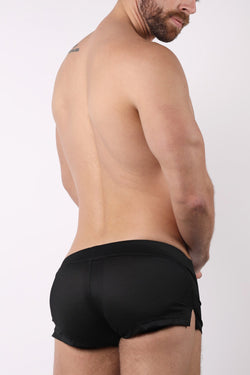 timoteo Solid Black Pool Party Mesh Short w/ Jockstrap thumbnail 3