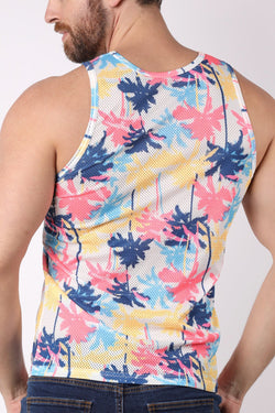 timoteo White Pool Party Mesh Printed Tank Top thumbnail 3